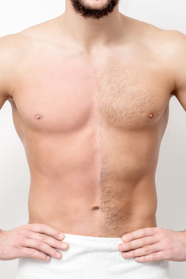 diferencia entre torso depilado y sin depilar