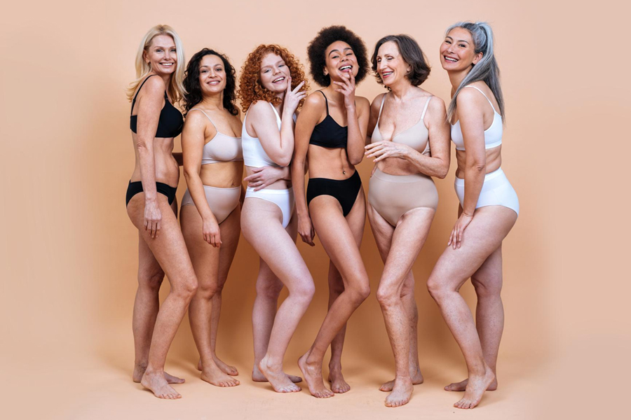 cuerpos diversos de mujeres de diferentes edades y tonos de piel